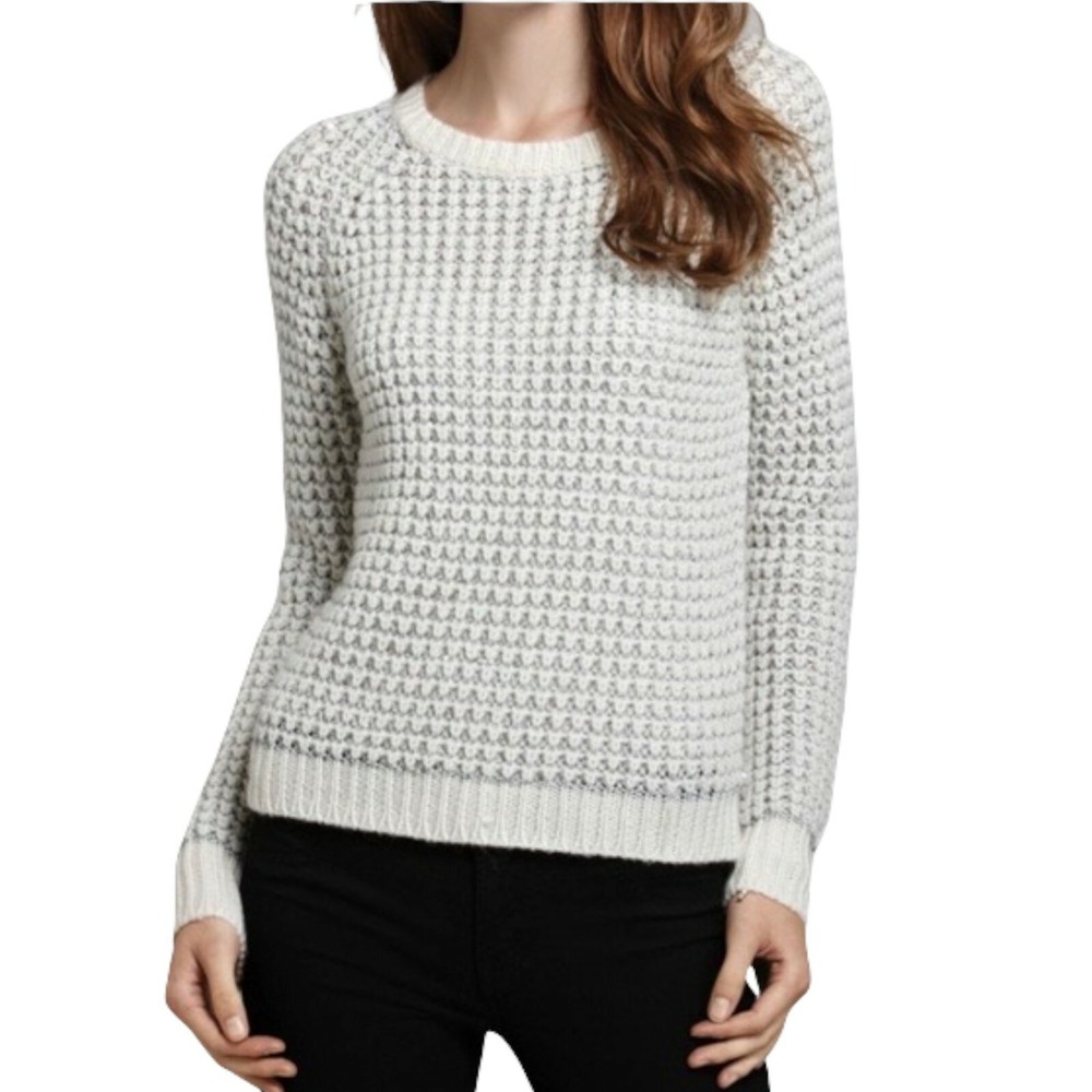 Joie wool blend scoop neck glitter‎ silver metallic knitted  sweater women XS